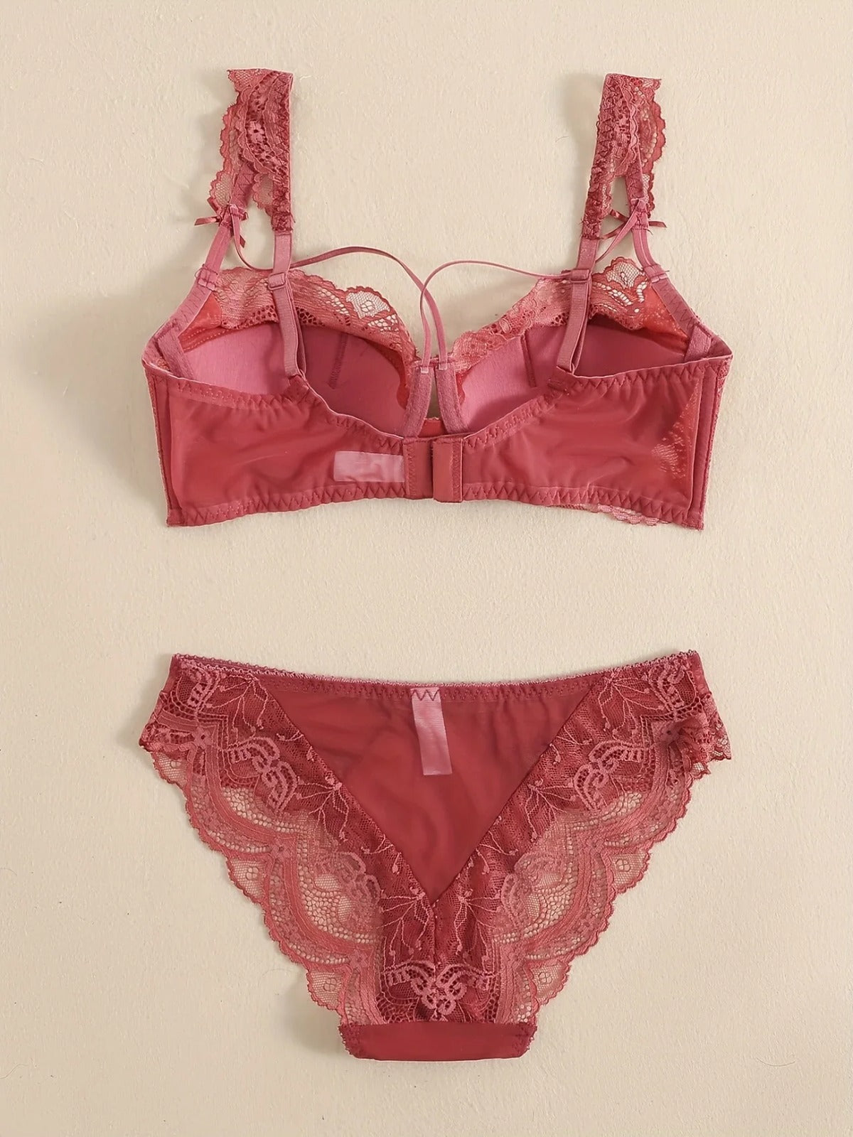 New High Quality Thin Half Cup Lace Wired Half Cup Adjustable Straps Back Closure Bridal Light Padded Bra Panty Set