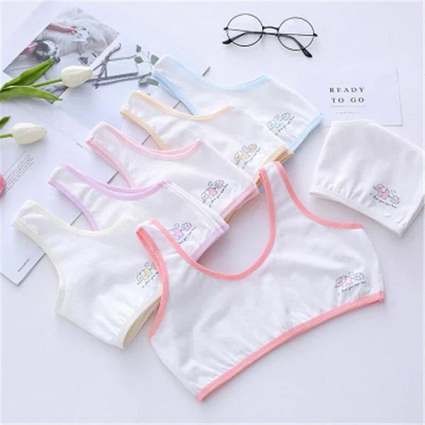 Scarler Pack Of 3 Teenage Cotton Bra Vest For Girls Non Padded Cartoon Vest Tank (8 to 16 Years)