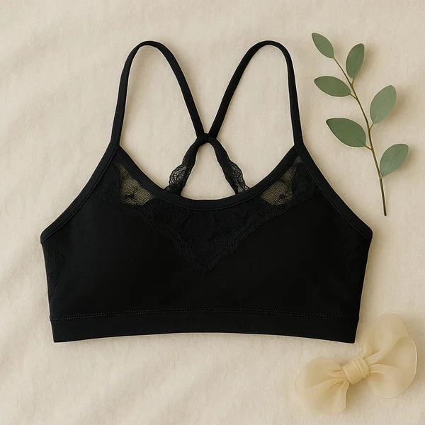 Pack of 3 Soft Cotton Lace Training Bras for Girls – Colorful & Comfortable A52