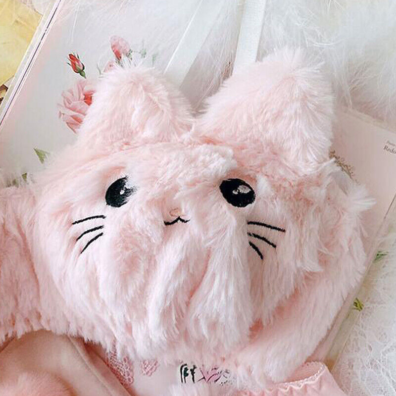 New High Quality Cute Kitty Anime Soft Plush Design Bra & Panty Set