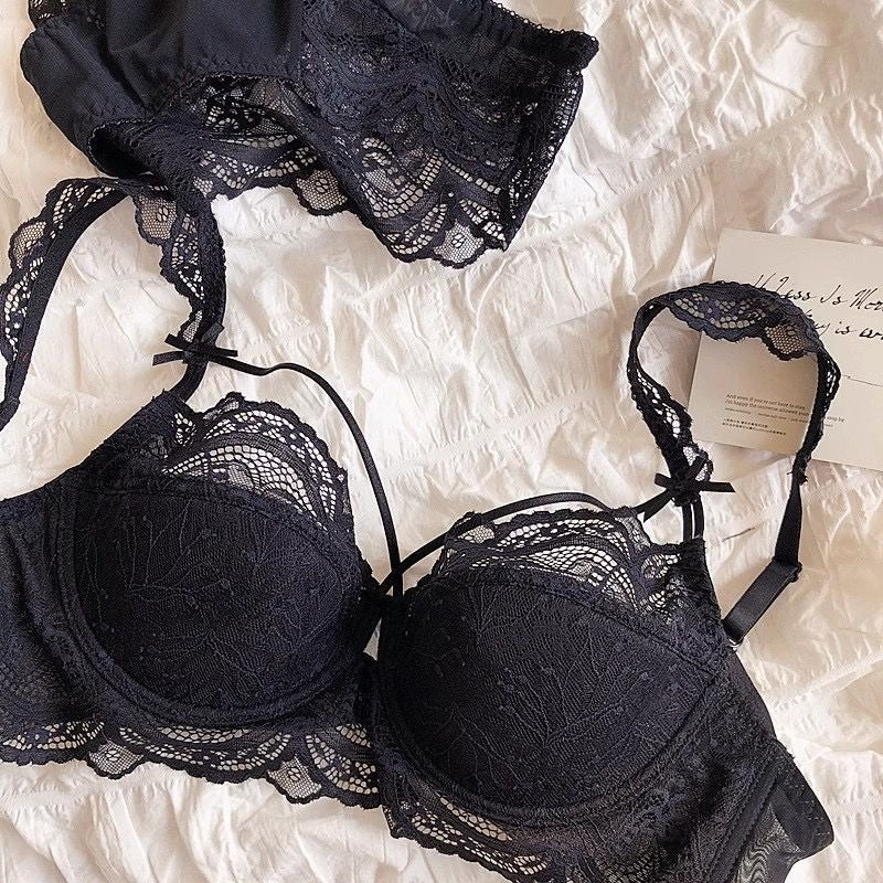 New High Quality Thin Half Cup Lace Wired Half Cup Adjustable Straps Back Closure Bridal Light Padded Bra Panty Set