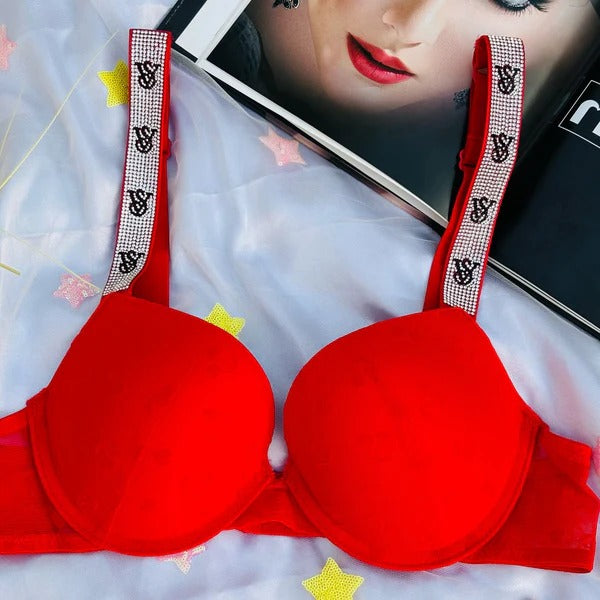 High Quality New Style victoria's secret Wired Rhinestone Straps Back Hook Adjustable Straps Bra & Panty Set