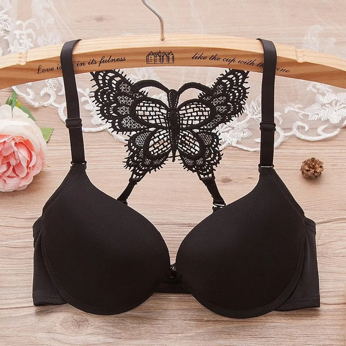 Front Open Butterfly Y-line Adjustable Straps Push Up Bra