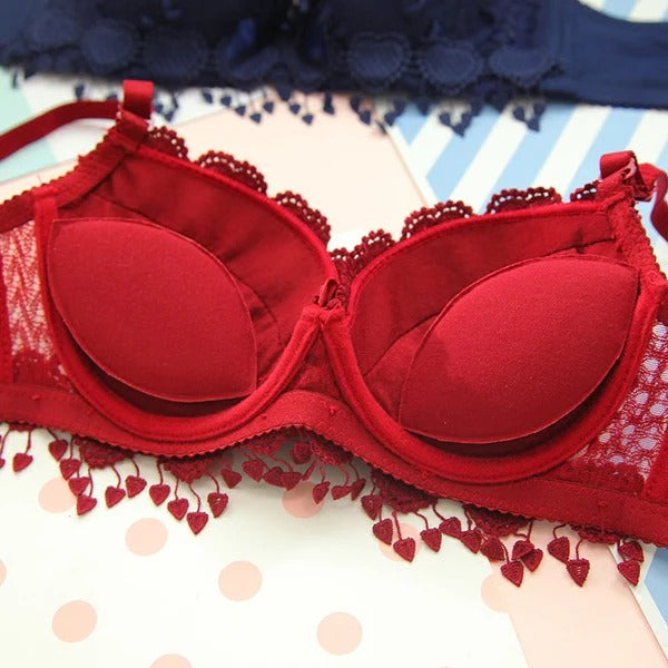 High Quality Women Lace embroidered Push Up Underwire Bra And Panty Set