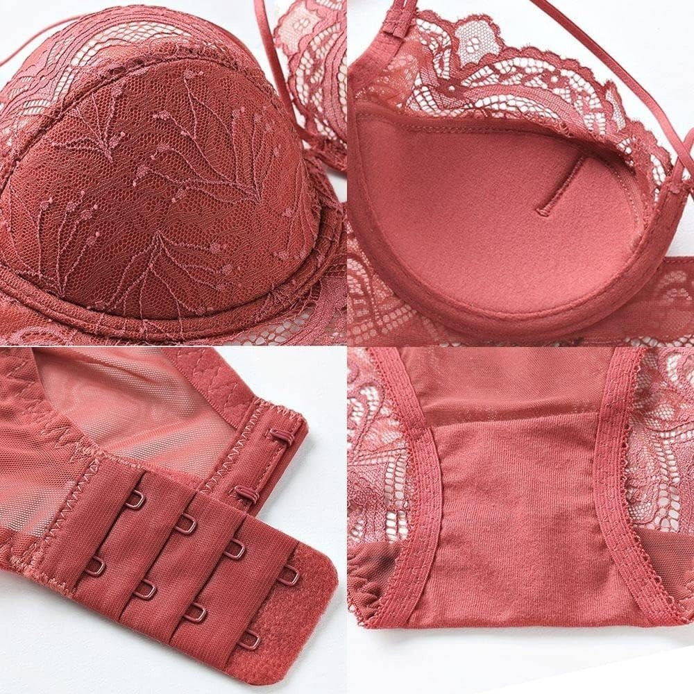 New High Quality Thin Half Cup Lace Wired Half Cup Adjustable Straps Back Closure Bridal Light Padded Bra Panty Set