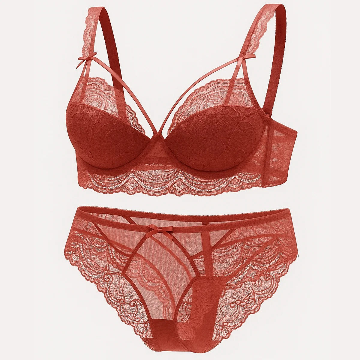 New High Quality Thin Half Cup Lace Wired Half Cup Adjustable Straps Back Closure Bridal Light Padded Bra Panty Set