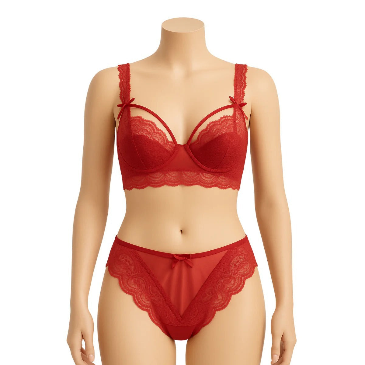 New High Quality Thin Half Cup Lace Wired Half Cup Adjustable Straps Back Closure Bridal Light Padded Bra Panty Set