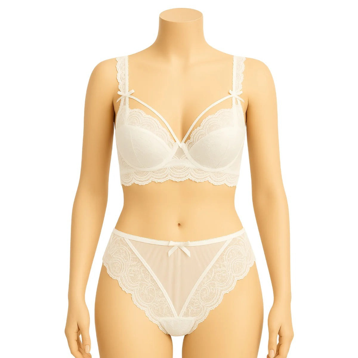 New High Quality Thin Half Cup Lace Wired Half Cup Adjustable Straps Back Closure Bridal Light Padded Bra Panty Set