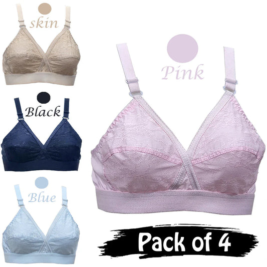 Scarlet Pack Of 4 Cross Design Women Ladies Girls Cotton Bra Blouse Brazier