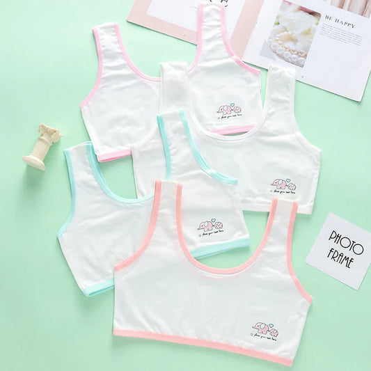 Scarler Pack Of 3 Teenage Cotton Bra Vest For Girls Non Padded Cartoon Vest Tank (8 to 16 Years)