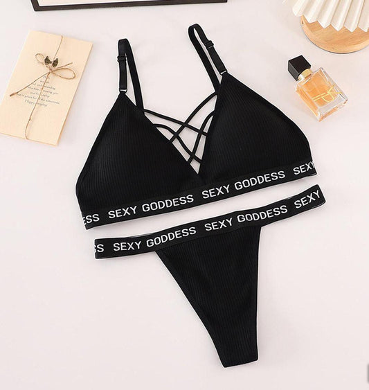 Cotton Bralette With T Panty